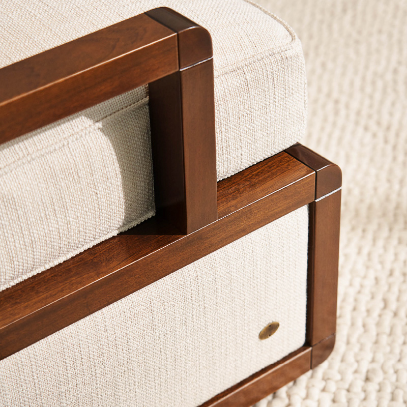 Wood armrest detail Ghibli sofa bed