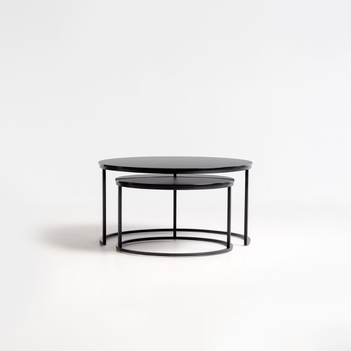 Tavolino Brass 60-80 in vetro total black foto frontale
