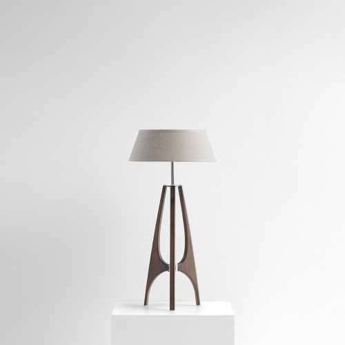 Lampada da tavolo Charlotte canaletto frontale con paralume beige