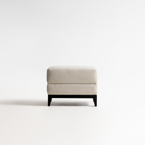 Pouf Club 60 bianco in rivestimento Siena foto frontale
