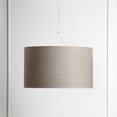 Sospensione Giotto con paralume beige in linen natural foto frontale