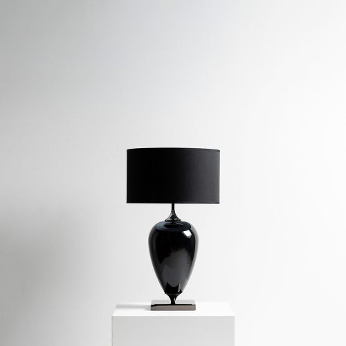 Lampada da tavolo Infinity nero lucido con paralume nero foto frontale
