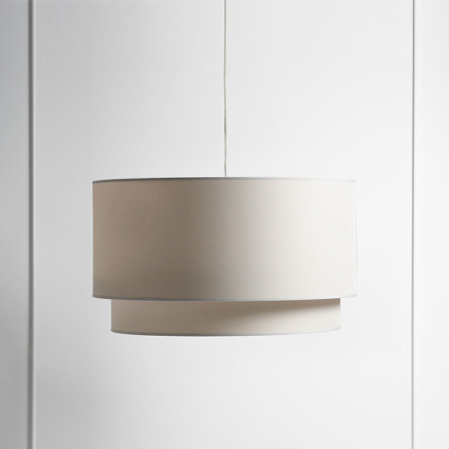 Sospensione Joel con paralume beige shantung pearl foto frontale