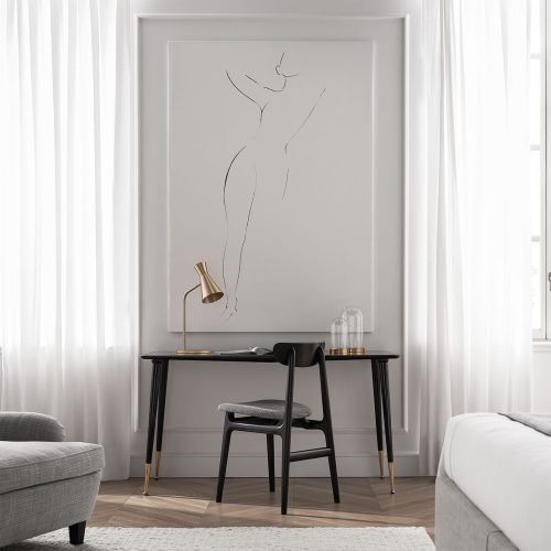 Scrittoio Portrait in legno con top in vetro ambientazione