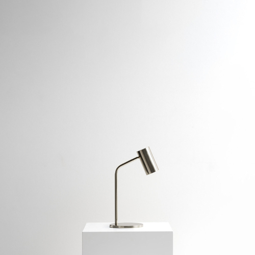 Lampada da tavolo Zeno con finitura in nichel