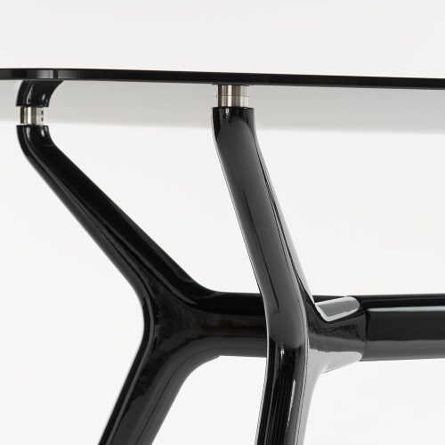 Tavolo Zoe glossy dettaglio piano in vetro dark