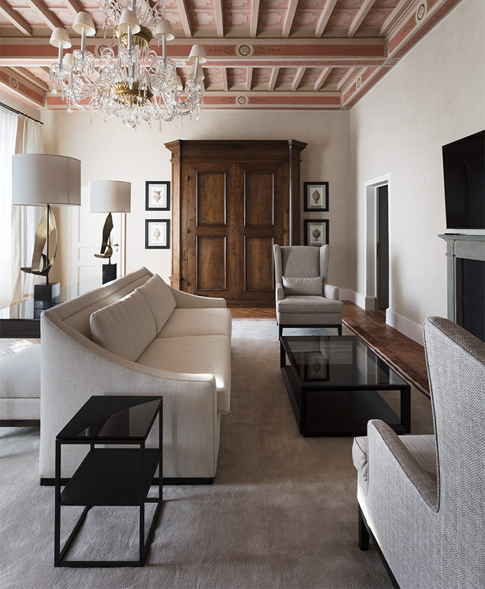 Progetto di arredamento Villa Bibbiani zona living