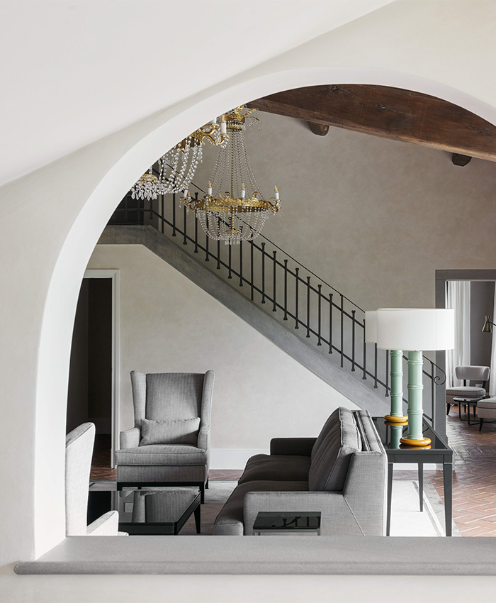 Progetto di arredamento Villa Bibbiani zona living dettaglio