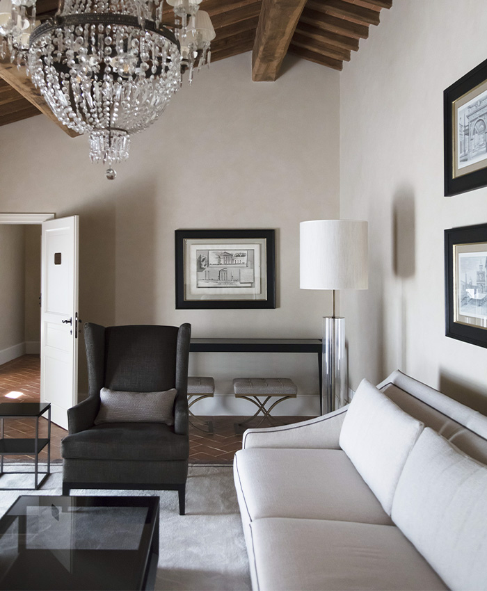 Progetto di arredamento Villa Bibbiani zona living