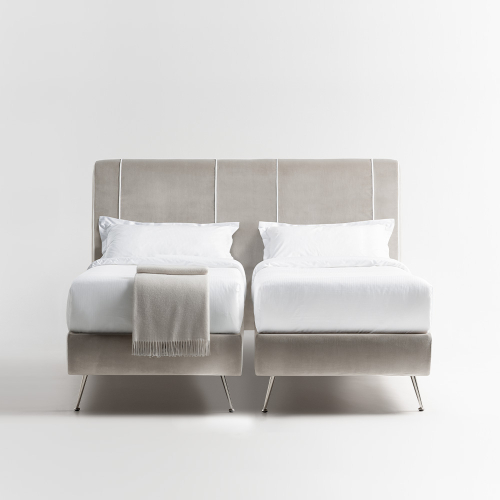 Letto twin Tornabuoni imbottito in velluto foto frontale
