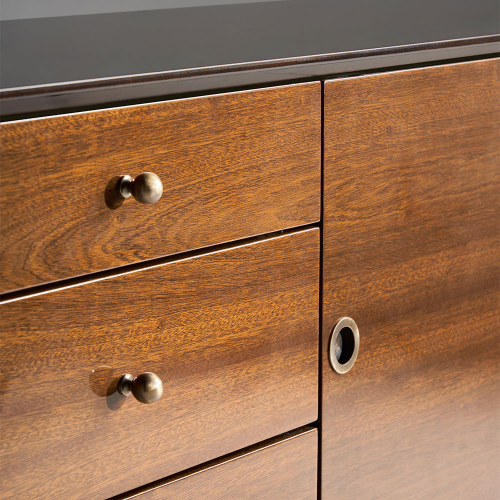 Credenza Pitagora in Mogano foto dettaglio cassetti