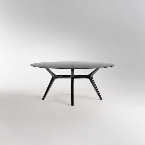 Tavolo rotondo Zoe Glossy Ø170 con top in vetro dark foto frontale