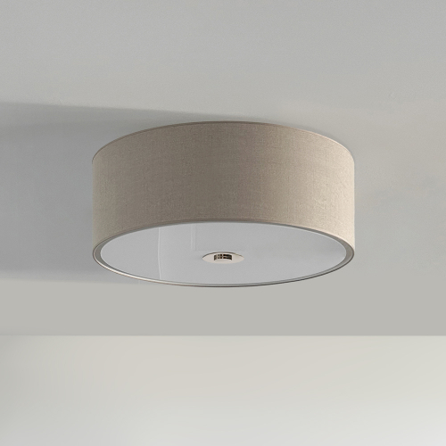 Sospensione Giotto Ceiling con paralume beige in linen natural foto frontale